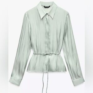 Zara Light Green Button Down Shirt